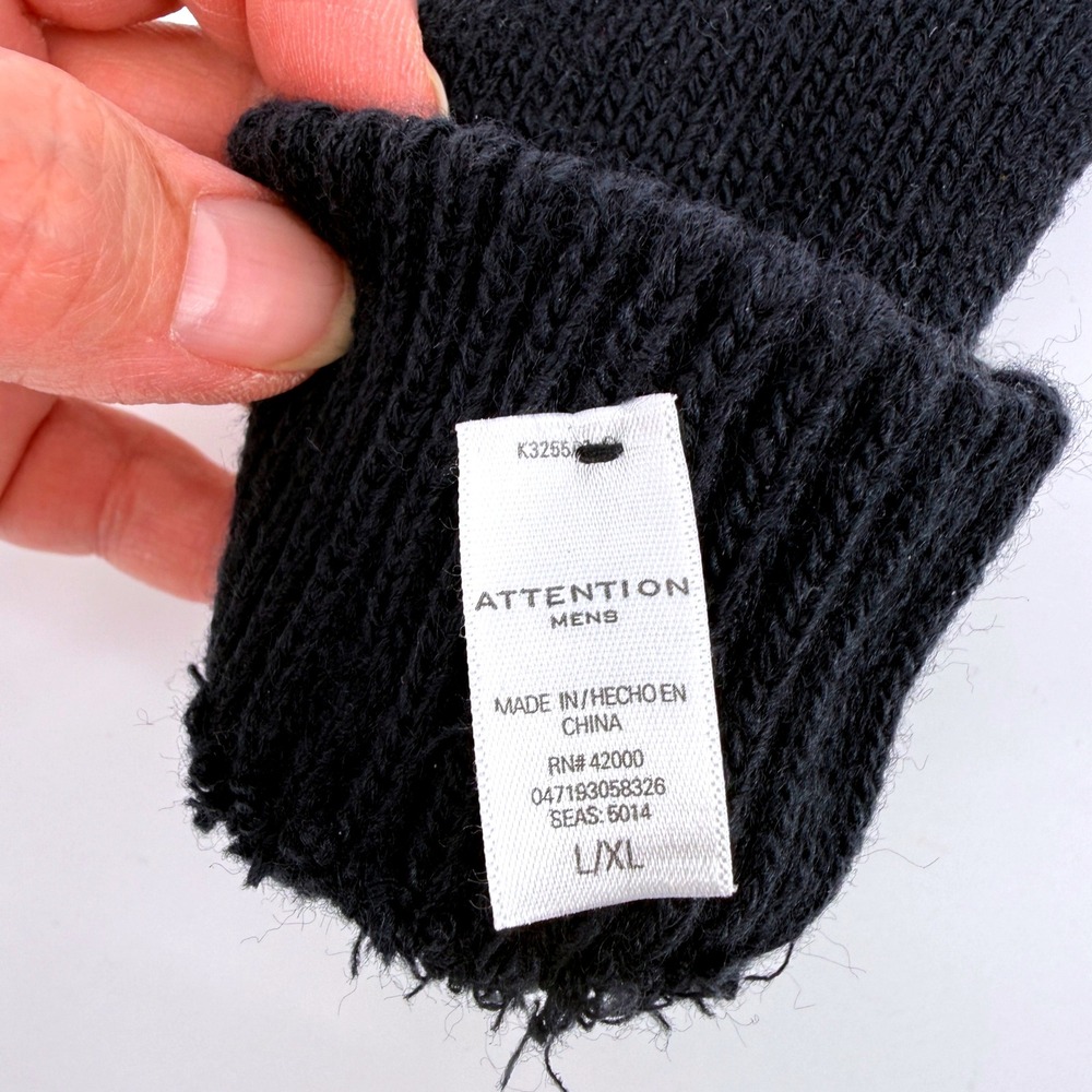 Attention Mens Knit‎ Gloves Black Touchscreen Compatible Large/XL Winter Gift - Picture 3 of 6